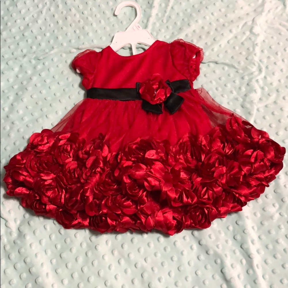 Red flower dress(6-9 months)